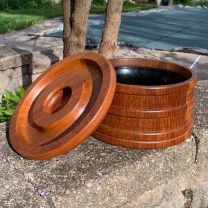 Vtg 60s DANSK Designs Denmark Teak Ice Bucket Mid Century